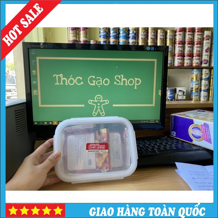 Hộp Thủy Tinh Lock And Lock 1.05L ❣️FREESHIP❣️ Chia Ngăn Tiện Lợi Có Nắp Đậy Dùng Được Trong Lò Vi Sóng Và Lò Nướng