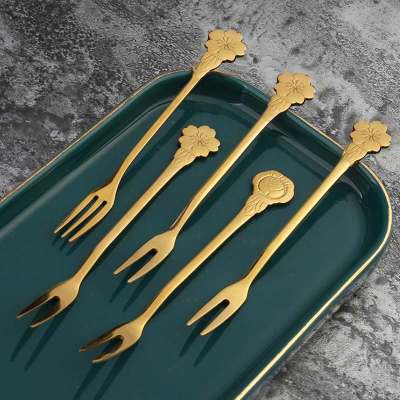 Nĩa ăn trái cây hai tầng bằng thép không gỉ