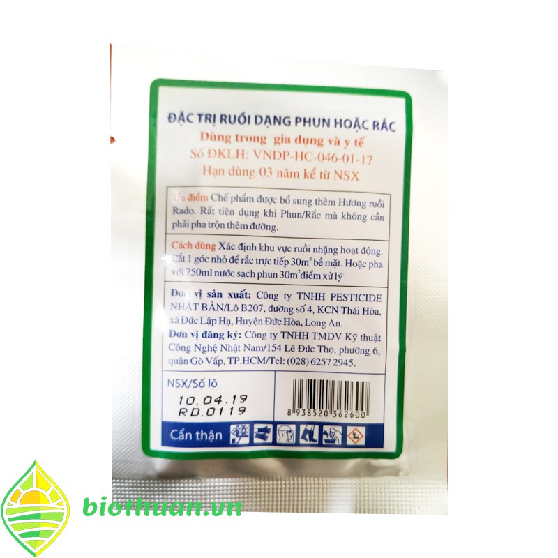 Đặc trị ruồi RADO - hiệu quả kéo dài 3 tháng gói 10g- flies kill bait Rado 10grs/sachet-3 monhts long effect
