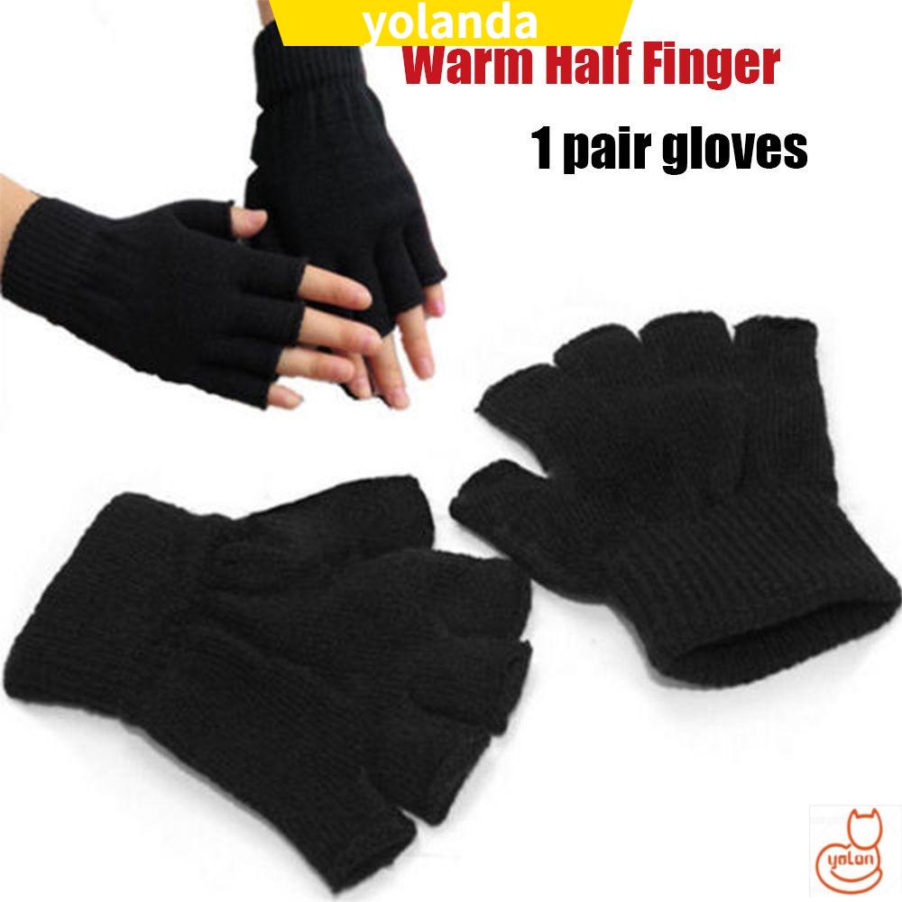 Đôi găng tay dệt kim hở ngón co giãn giữ ấm thời trang mùa đông cho nam và nữ
