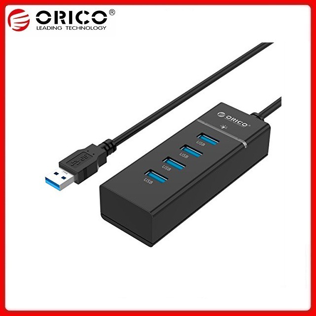 Bộ chia USB Orico W6PH4-U3-BK Hub 4 cổng USB 3.0 Màu đen - Hàng chính hãng BH 12 Tháng Viscom