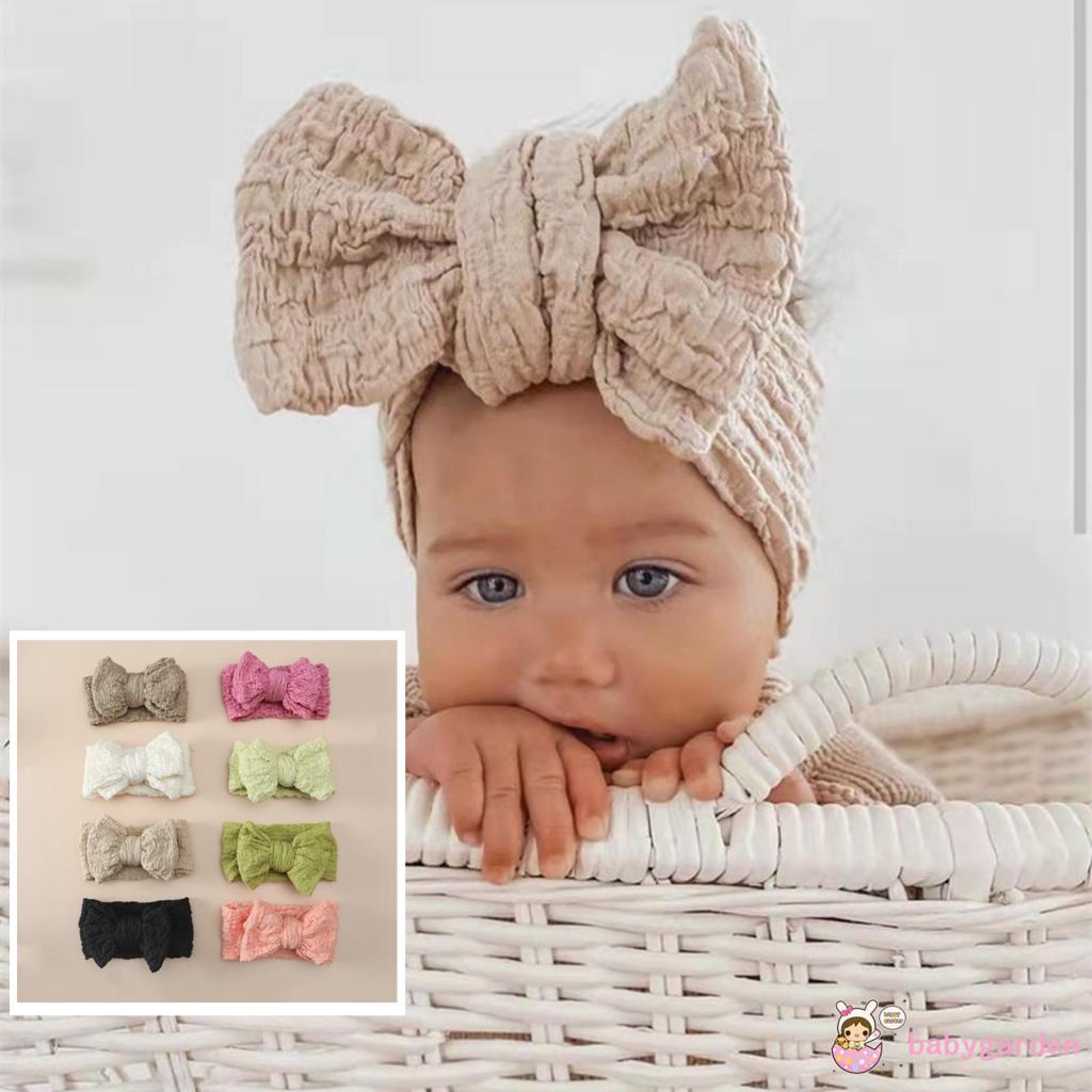 Babygarden- Băng Đô Thắt Nơ Màu Trơn Trang Trí Có Thể Tái Sử Dụng Cho Bé Gái Sơ Sinh