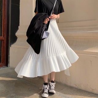 Kumivn Chân váy xếp ly lệch tà ulzzang Hàn Quốc