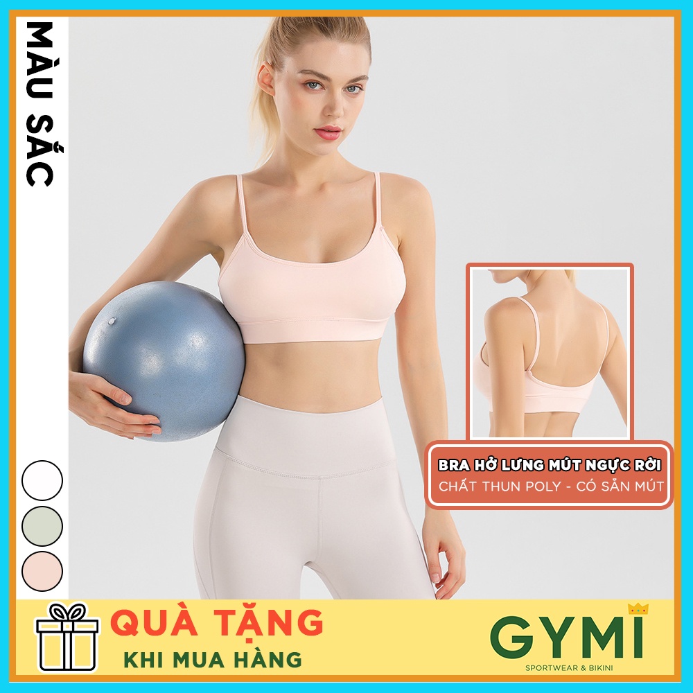 Áo bra tập gym yoga nữ GYMI AL32 dáng 2 dây thể thao hở lưng chất thun