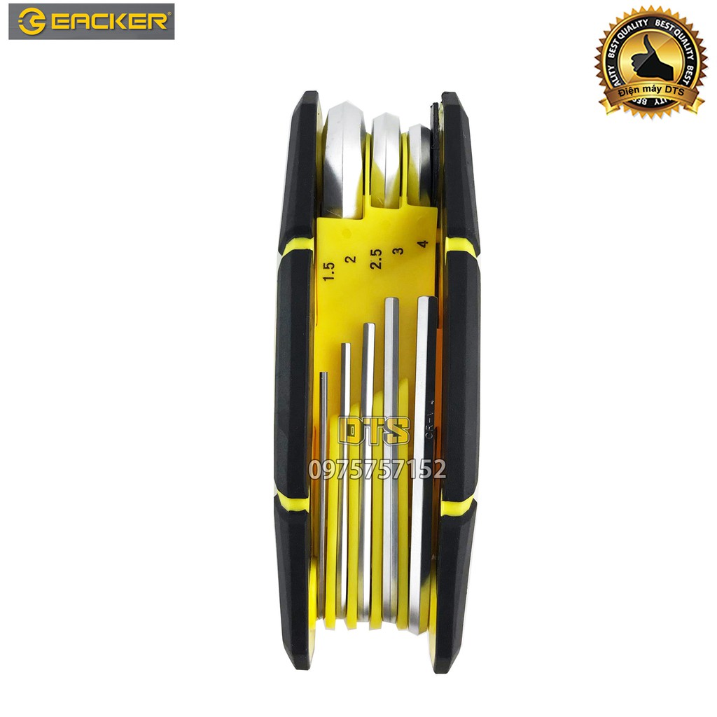 Bộ lục giác gập thép CR-V 6150 Eacker Kapusi 8 chi tiết 1.5mm - 8mm bộ khóa lục giác xếp 8 trong 1 hệ mét đa năng