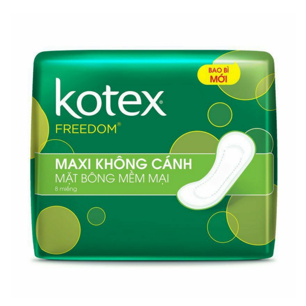 Combo 8 gói Băng vệ sinh Kotex Freedom mặt bông mềm mại maxi không cánh gói 8 miếng