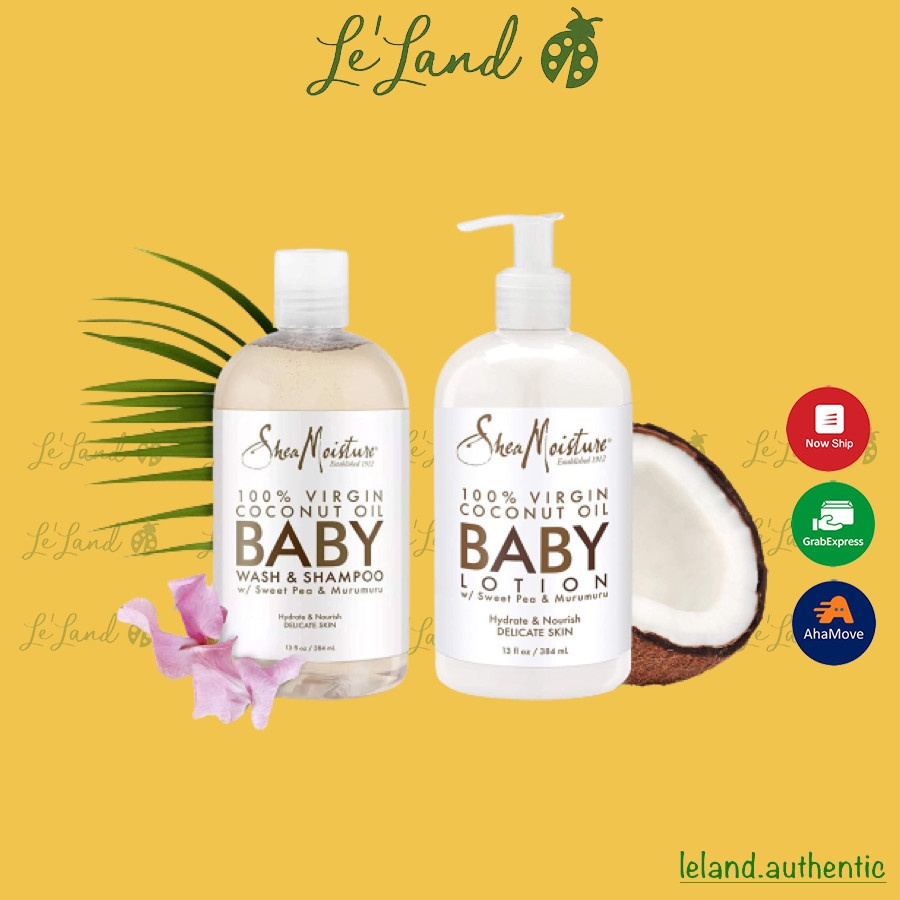 Bill US - Sữa tắm gội 2in1 cho baby SheaMoisture Shea Moisture 100% Virgin Coconut Wash &amp; Shampoo 384ml - da mong manh