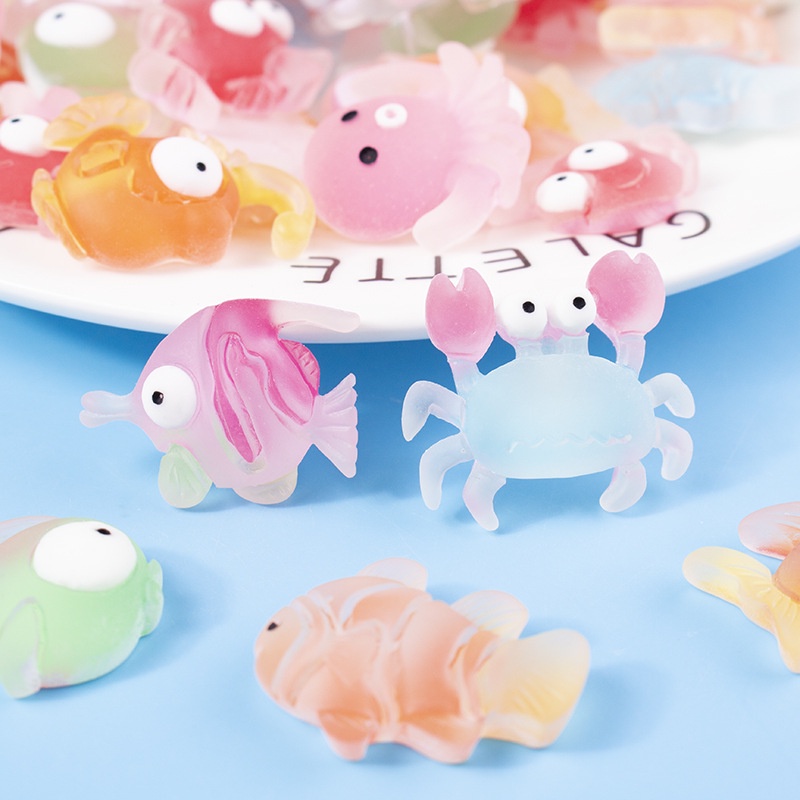 Charm Slime  Cá, Cua, Bạch Tuộc, Cá Ngựa Trang Trí Ốp Điện Thoại, Bình Nước, Dép