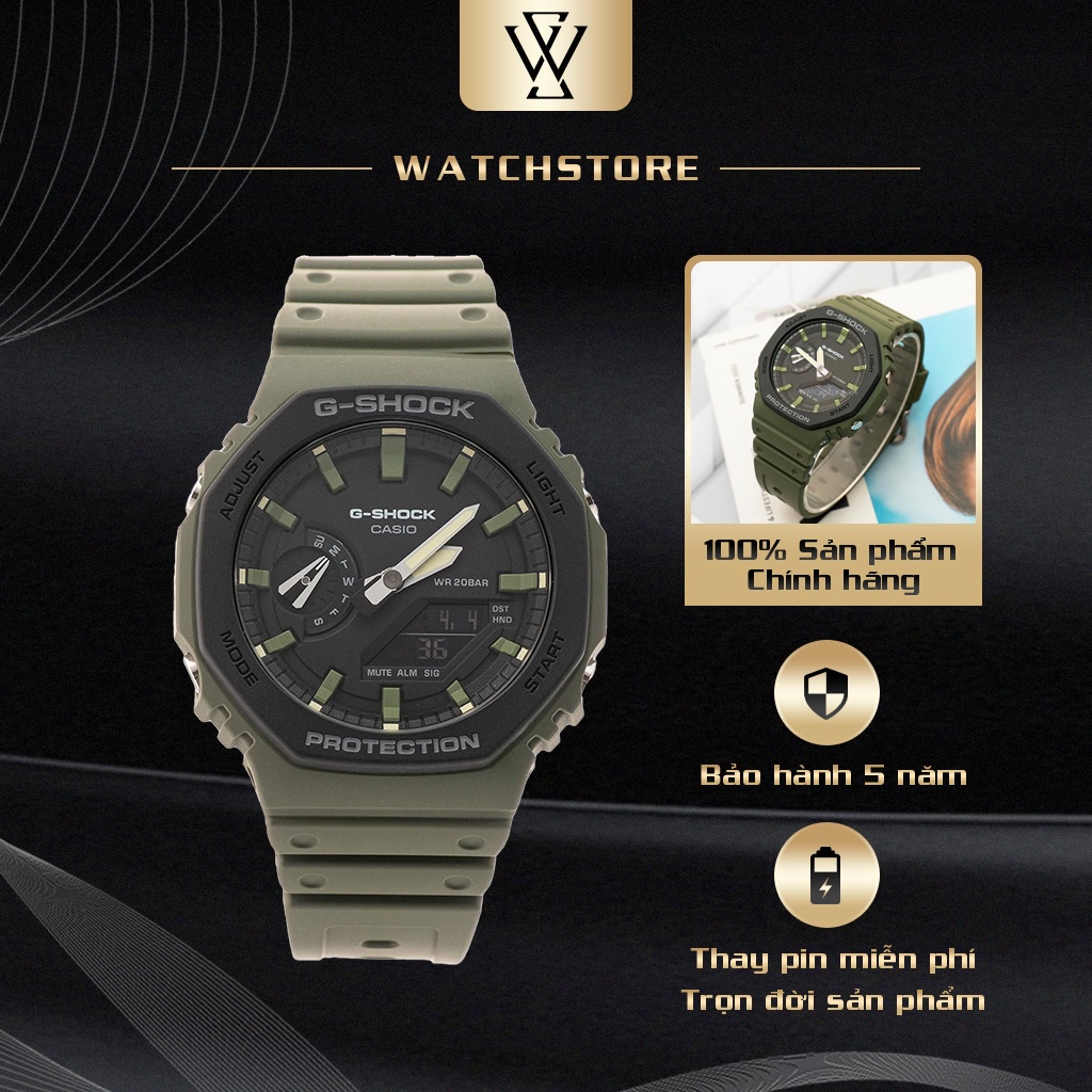 Đồng Hồ Điện Tử Nam Casio G-Shock WATCHSTORE GA-2110SU-3ADR Thiết Kế Kính Khoáng 45.4mm, Vỏ Carbon Và Dây Nhựa Bền Bỉ