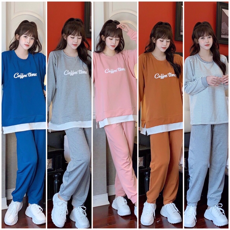 Bộ bầu, sau sinh thu đông ✅CÓ VÉN TI CHẤT NỈ DA CÁ đồ bộ bầu mặc nhà đi dạo đủ size 40-70kg hàng đẹp bán shop