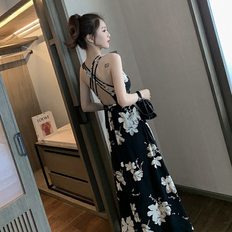 Váy Nữ Đầm Maxi Họa Tiết Hoa Thiết Kế Cổ Chữ V Quyến Rũ Dành Cho Nữ