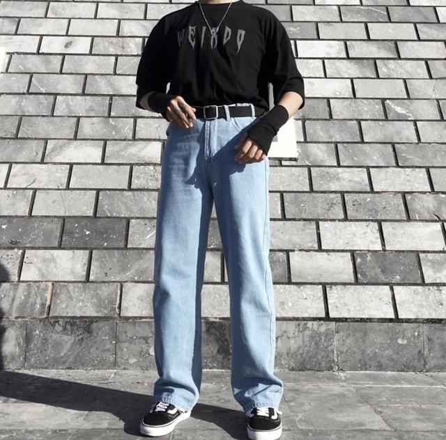 Quần Simple Jean Ống Rộng Unisex