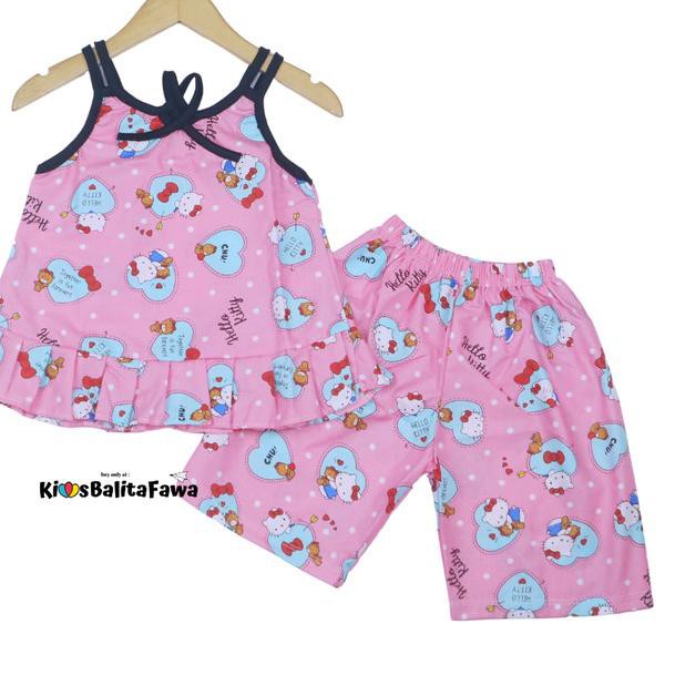 Set Đồ Bộ Ngắn In Hình Hello Kitty Dễ Thương Cho Bé Từ 4 Tuổi - 3-4 Tuổi