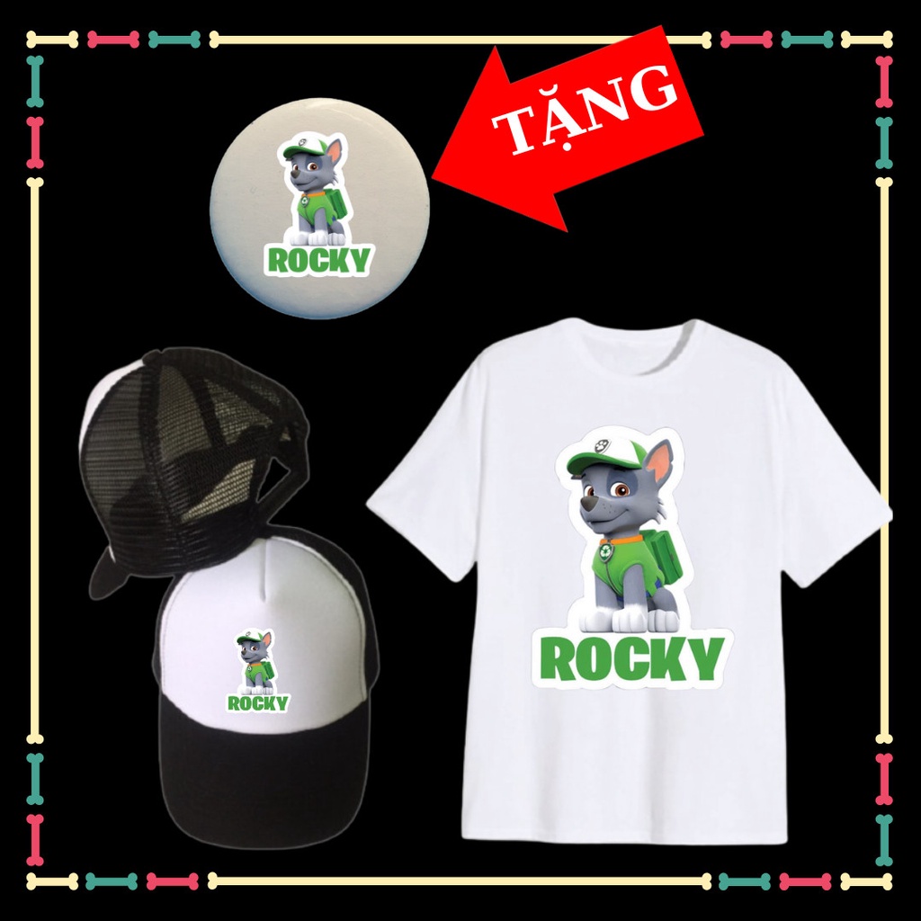 Áo thun cộc tay trẻ em Đội chó cứu hộ Paw Patrol, kèm mũ lưỡi trai, kèm huy hiệu