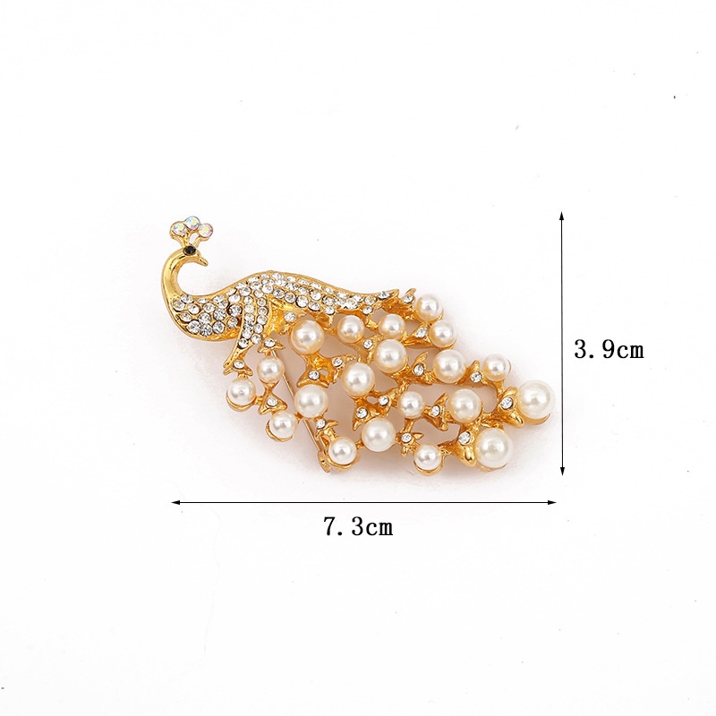 Ghim Cài Áo Hình Chim Công Đính Đá Phong Cách Retro