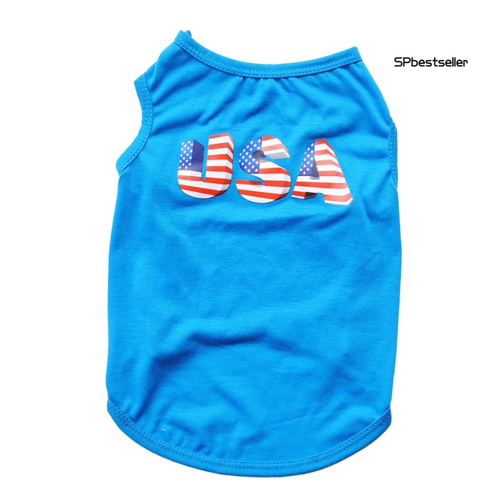 SR Fashion USA Letters Summer Puppy Dog Vest Cotton Sleeveless Top Tee Pet Clothes