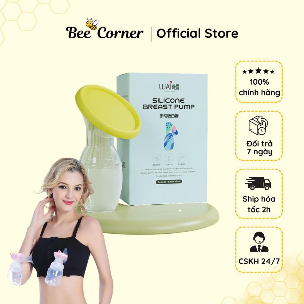Cốc Hứng Sữa, Phễu Hứng Sữa, Hút Sữa Rảnh Tay Sillicon Kèm Nắp Đậy Beecorner