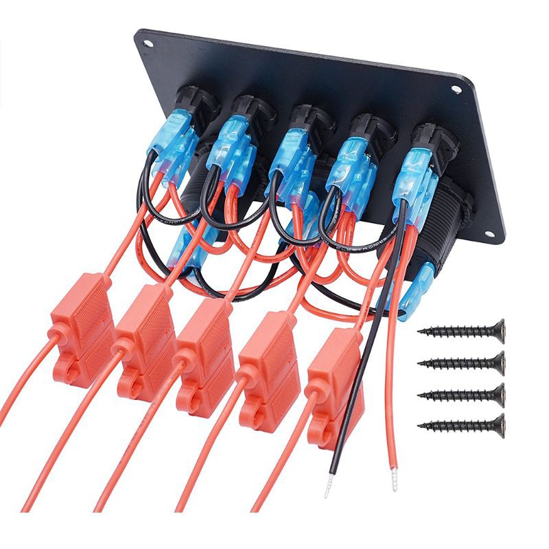 Công tắc 5 phím vặn tắt kết nối 2USB 12V dùng cho xe ô tô / xe tải / thuyền bè