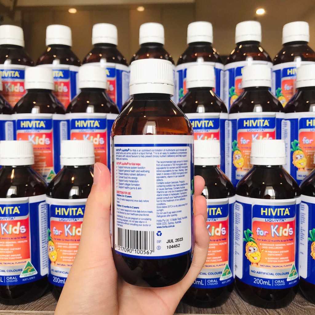 VITAMIN Tổng Hợp HIVITA ÚC 200ML, Cải Thiện Biếng Ăn Và Nâng Cao Hệ Miễn Dịch Cho Bé Khỏe Mạnh