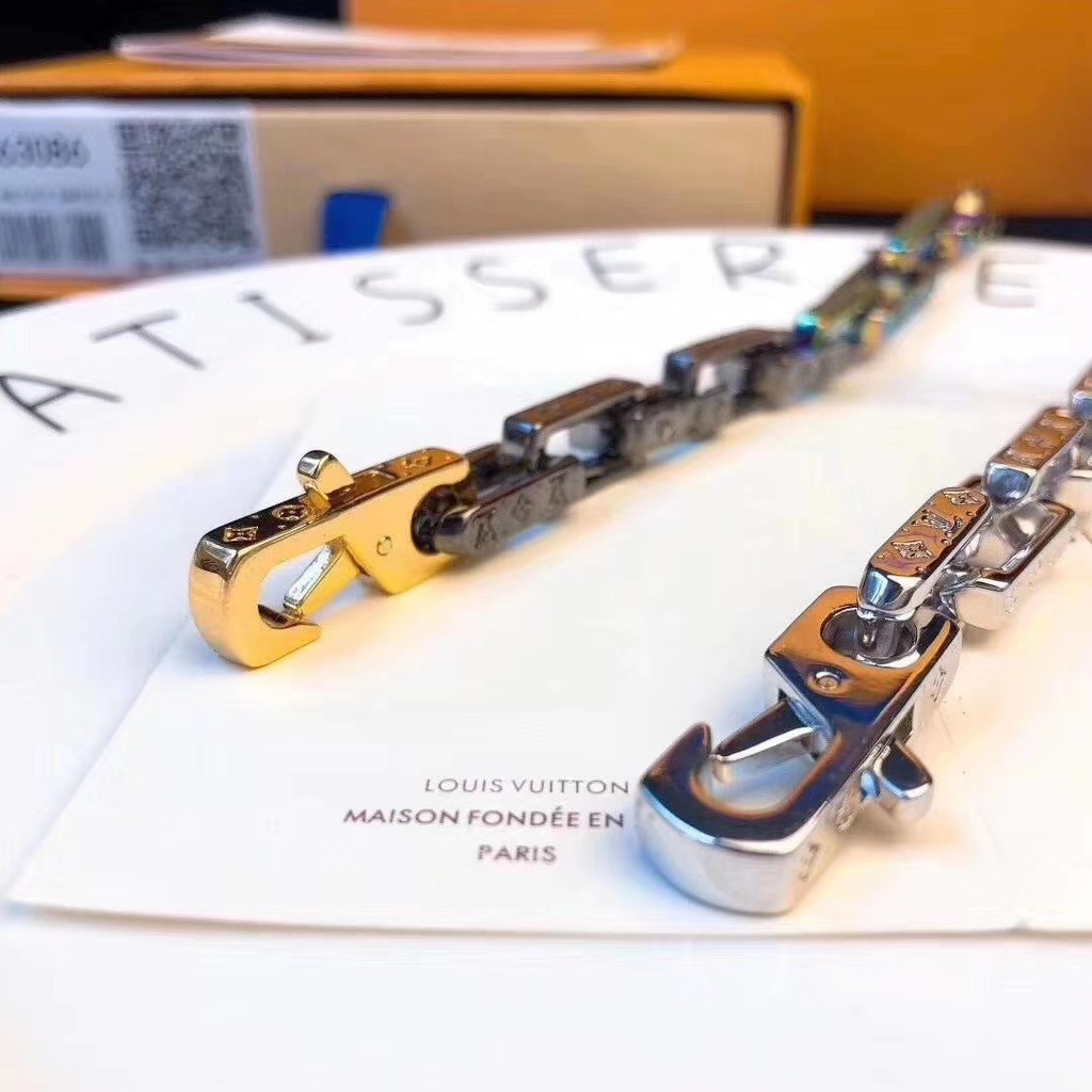 Vòng tay dạng xích nhiều màu bằng kim loại 21cm cho unisex