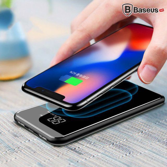 [BigSale] Pin sạc dự phòng không dây Baseus LV197 cho iPhoneX (LCD Qi Wireless Charger, 8.000 mAh, 2A, Power Bank)