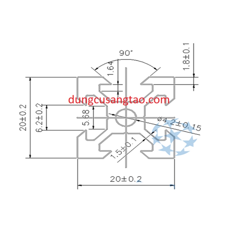 Nhôm định hình 2020 V slot dài 0.5m - Openbuilds