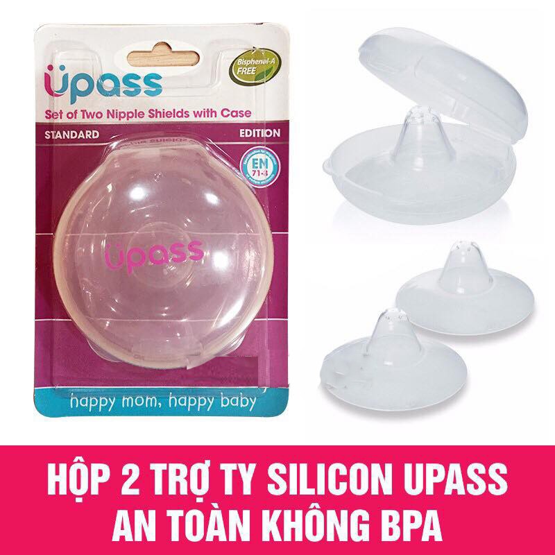 (Đầu ti nhọn) Hộp 02 cái trợ ti ngực silicone mềm cho Mẹ hỗ trợ cho bé bú Upass Thái Lan - UP1001N