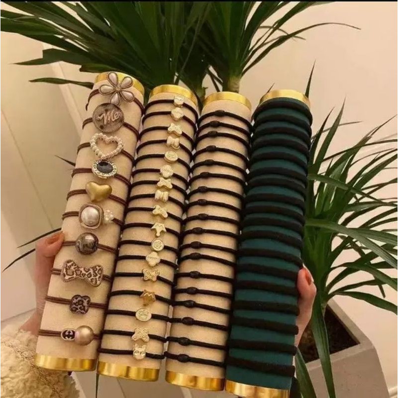 sét 60 dây buộc tóc ruby xa phia