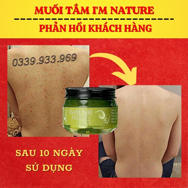 Muối Tắm Thảo Mộc I'm Nature - Muối Tắm Giảm Mụn Lưng, Mụn Body, Viêm Nang Lông 220Gr