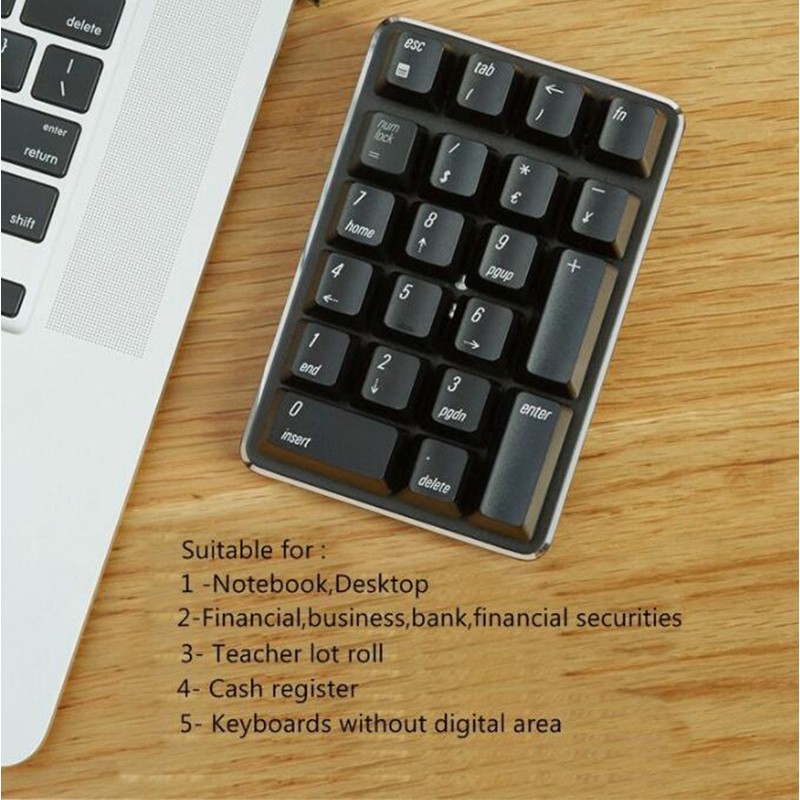 Smart 21 Key 2.4G Wireless/Bluetooth Mechanical Numeric Keypad Notebook,Desktop,Financial Accounting Wireless Keypad