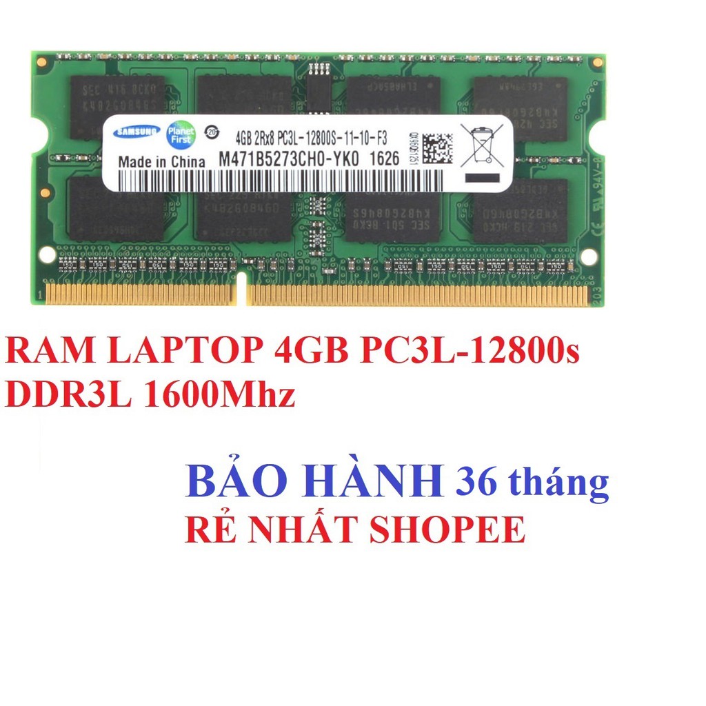 Ram laptop 4Gb PC3L Bus 1600Mhz tháo máy nhập khẩu