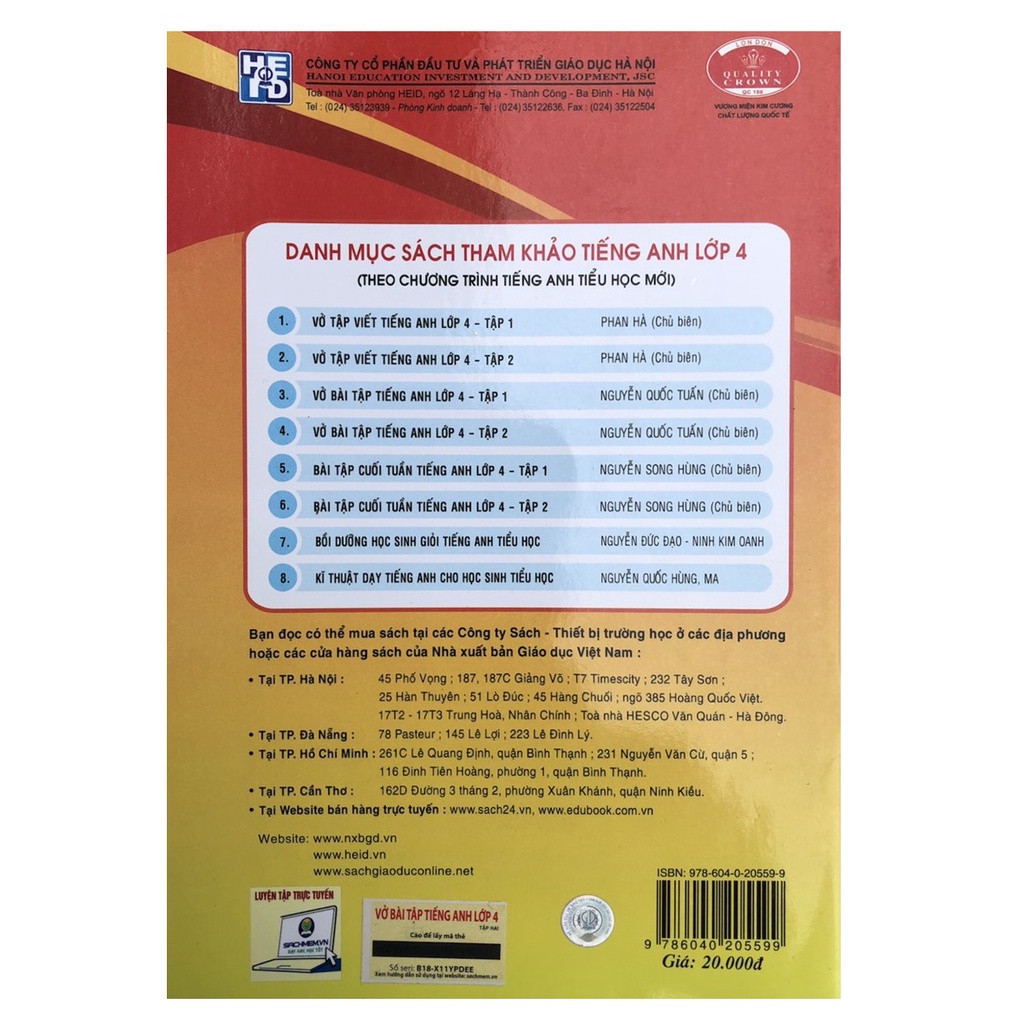 Sách - Vở Bài tập Tiếng Anh Lớp 4 Tập 1 và Tập 2 - Tự chọn
