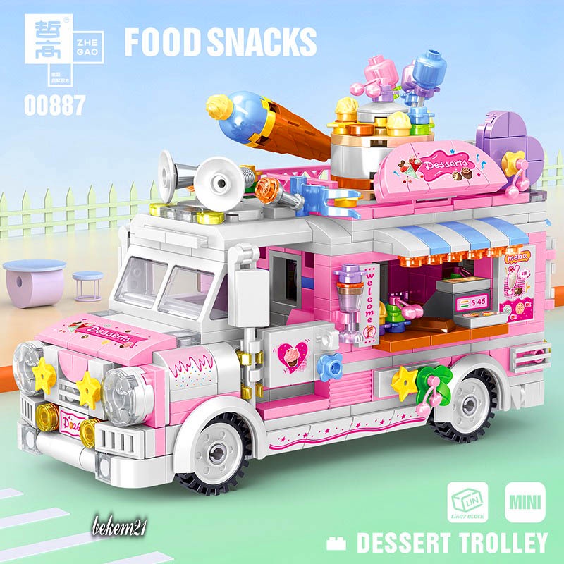 Lego Xếp Hình Con Gái Xe Chở Kem 590 chi tiết Food Snack Xe Chở Trái Cây Nước Uống đồ chơi ghép hình bé gái