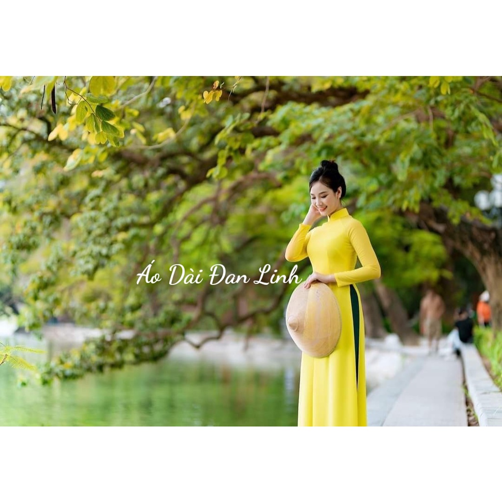 Áo dài trơn 4 tà màu vàng tôn da trẻ trung - Áo Dài Đan Linh