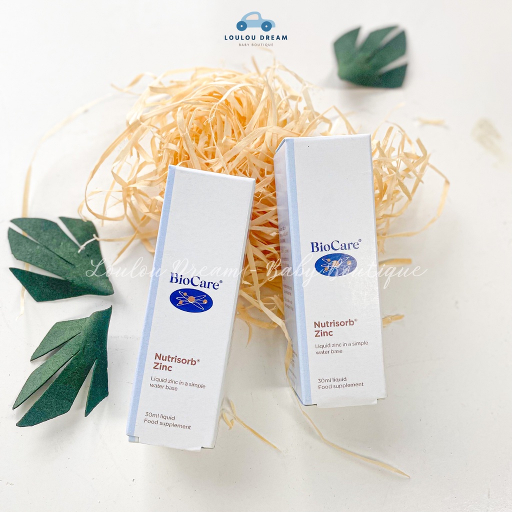 Siro kẽm nước BioCare Nutrisorb ZinC dạng giọt tăng cường đề kháng cho trẻ sơ sinh từ 1 tháng tuổi 30ml [CHÍNH HÃNG UK]