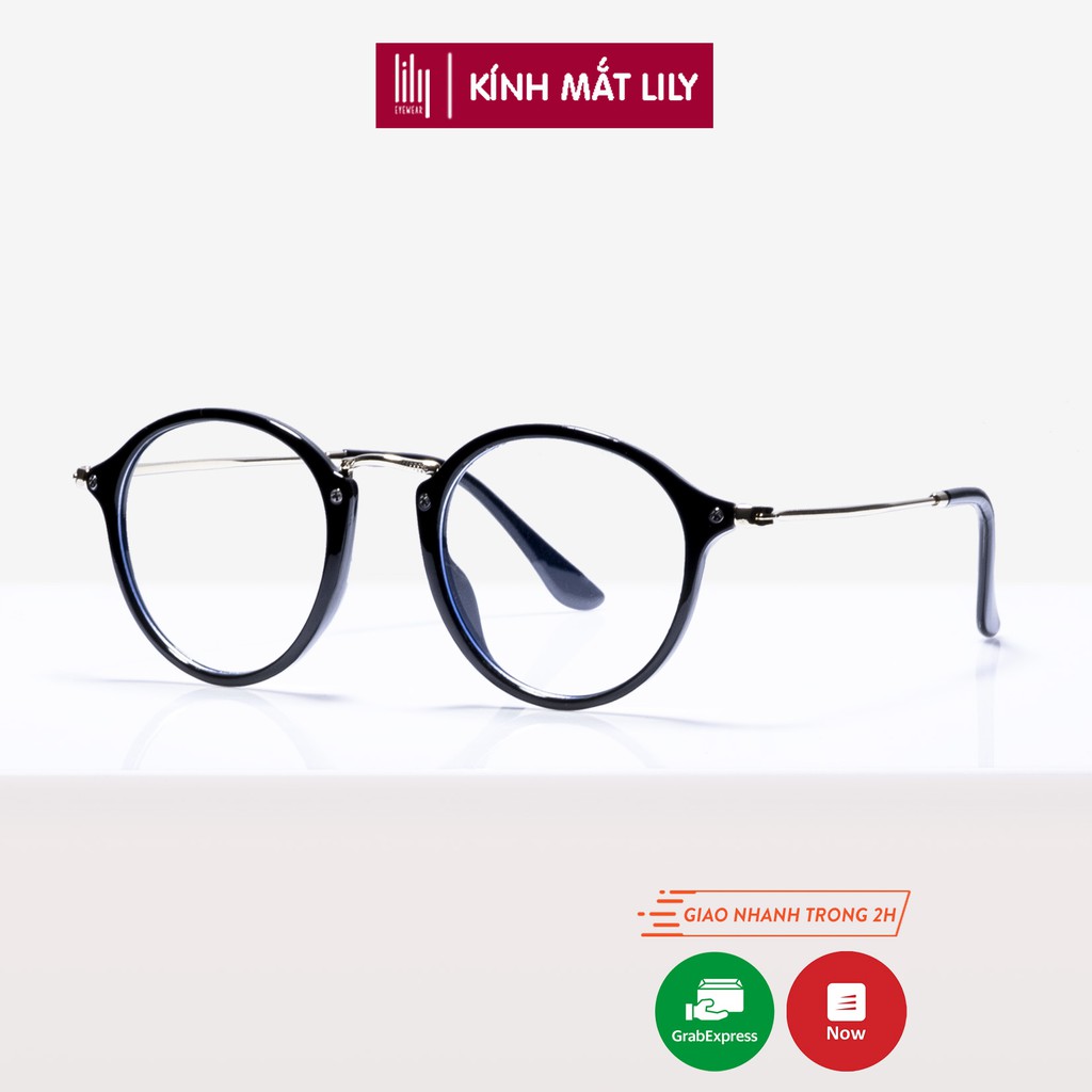 Gọng kính cận nữ Lilyeyewear kim loại, mắt tròn kiểu dáng thời trang ulzzang hàn quốc - 634