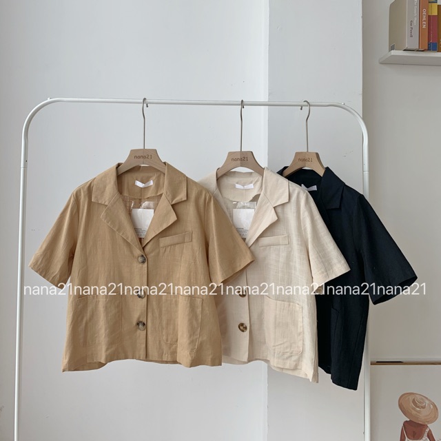 Sơ mi thô đũi cổ vest