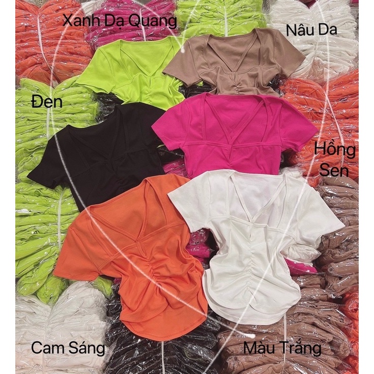 Áo thun Coptop body tay ngắn nhún V
