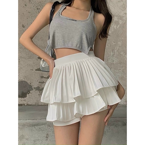 Chân Váy Xếp Ly Hai Tầng Phồng Xoè Có Quần Trong Chất Vải Voan Đẹp - Titifa Shop