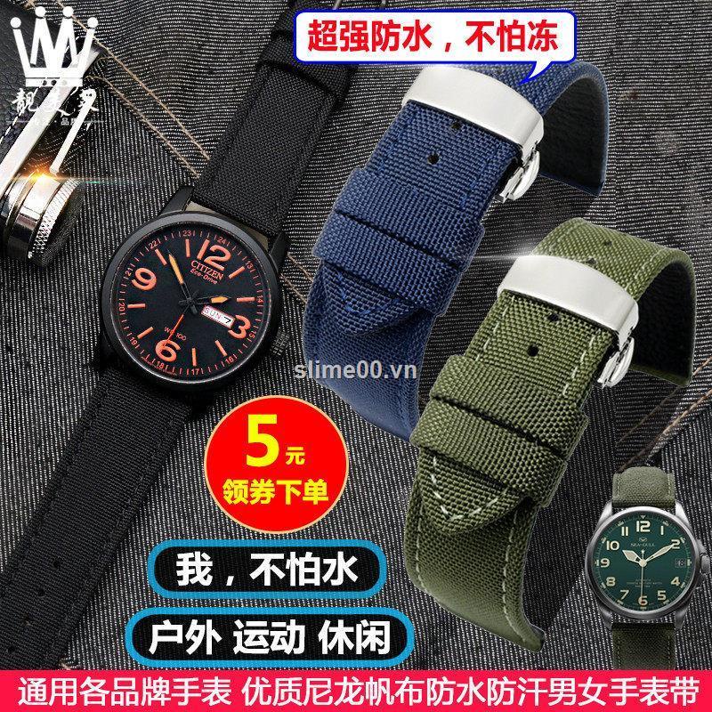 ̅♠Phù Hợp Đồng Hồ Đeo Tay 22 Dây Vải Dù canvas nylon Cho Citizen Eco-Drive BM8475 Seagull