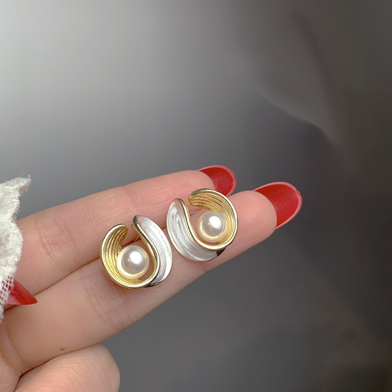 Khuyên tai RINHOO đính hạt đá ngọc trai nhân tạo thời trang