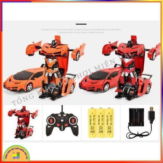 Xe ô tô đồ chơi biến hình thành rô bốt điều khiển từ xa hàng loại 1 có kèm sạc pin TKMB68