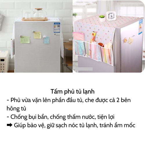 Tấm phủ tủ lạnh SALE Khăn phủ tủ lạnh máy giặt bằng vải nilon chống bám bụi chống thấm nước bền đẹp tiện dụng