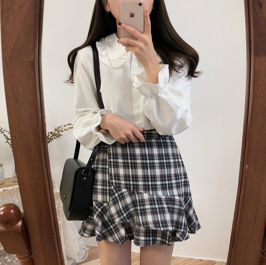 Áo Sơ Mi Nữ Tay Dài Dáng Rộng Màu Trơn Thời Trang