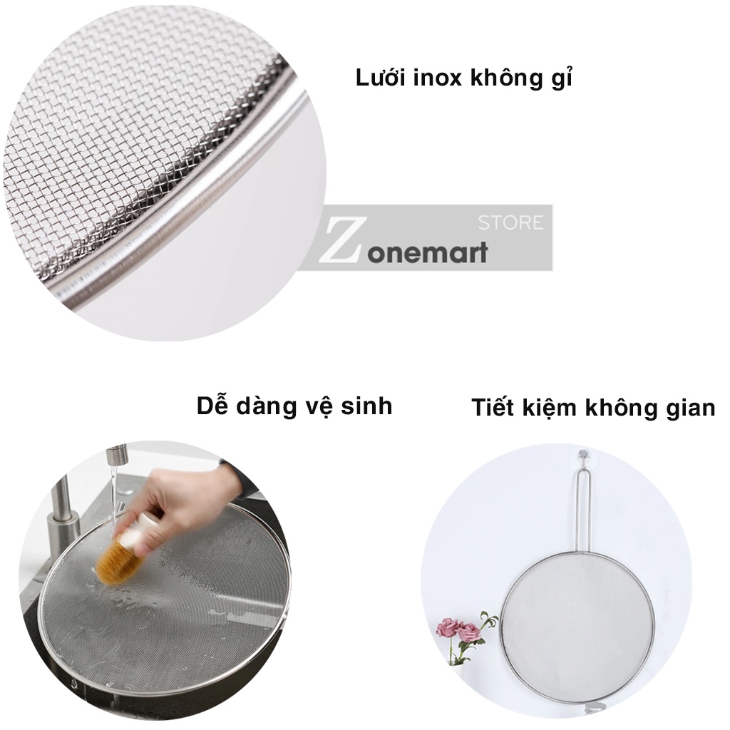 Vỉ lưới chắn dầu mỡ chiên rán inox KOREA- B023 nắp đậy chảo chống bắn văng dầu