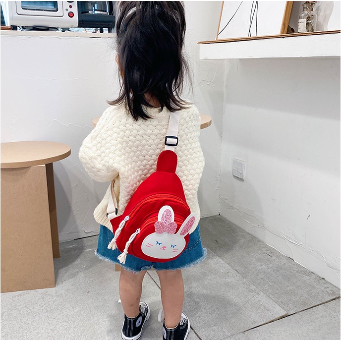 Túi đeo chéo mini cho bé trai bé gái Hạ Băng Designs, túi xách mini trẻ em đựng tiền điện thoại - Hình Thỏ