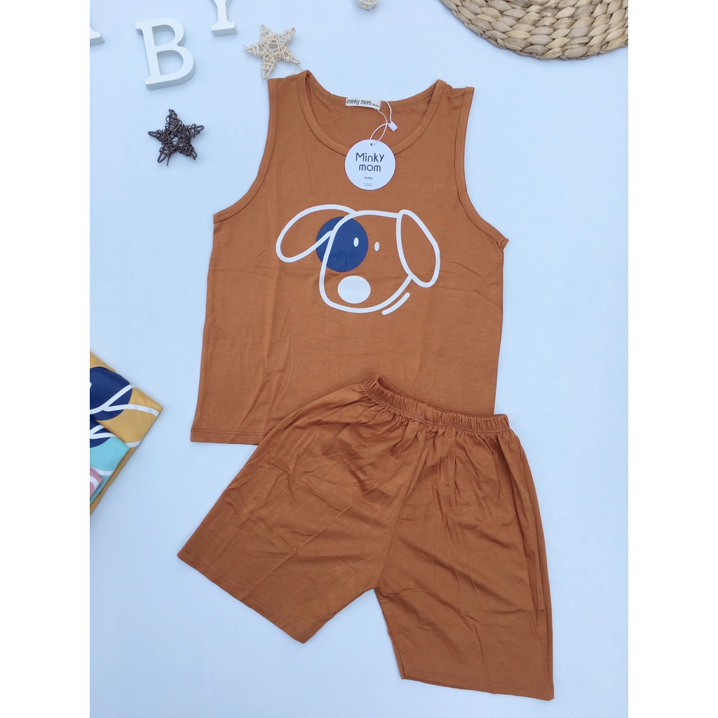 [Bé 20-32kg] Bộ Ba lỗ thun lạnh SIZE ĐẠI 18-32kg Minky Mom cho bé trai bé gái từ 20-32kg - Mẫu Cún