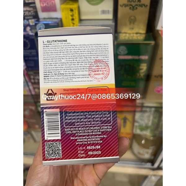 L-GLUTATHIONE VIÊN UỐNG GIÚP TRẮNG DA ,TÀN NHANG 60 viên