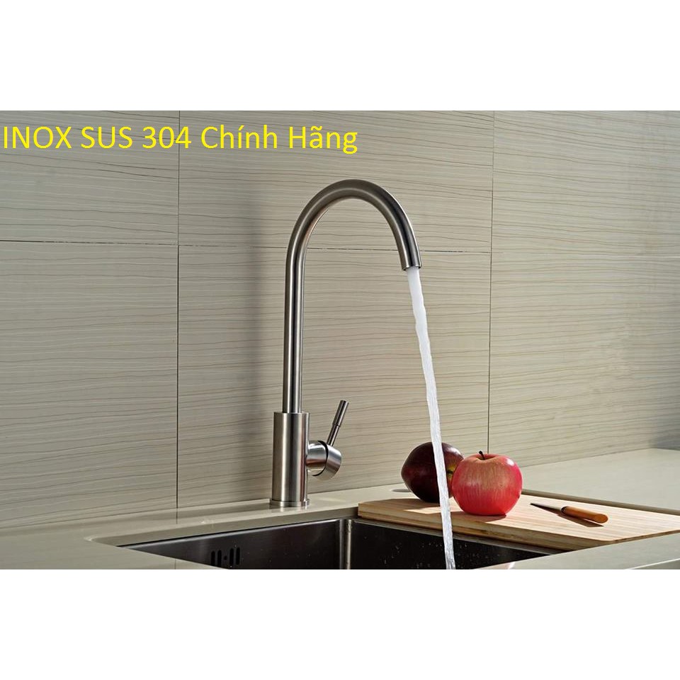 Vòi rửa bát nóng lạnh inox SUS 304 - Vòi cổ ngỗng