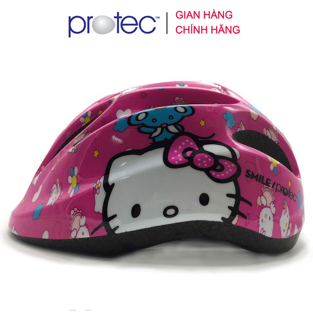 Mũ bảo hiểm xe đạp dành cho bé gái 1-12 tuổi Protec SMILE, họa tiết Hello Kitty xinh xắn đáng yêu